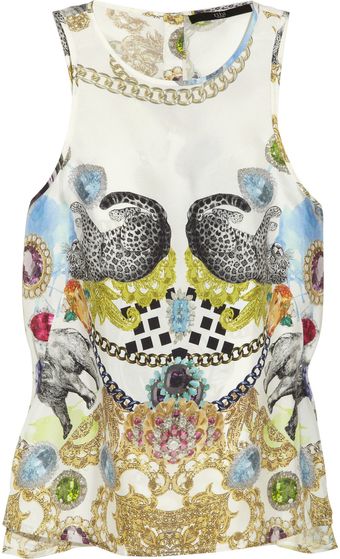 Tibi Printed Silk-twill Top - Lyst