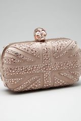 Alexander McQueen Crystal Britannia Box Clutch, Pink