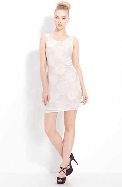 Alice + Olivia Beaded Silk Dress in White - Lyst