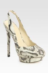 B Brian Atwood Faran Snake-print Leather Slingback Pumps