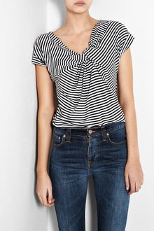 Farhi By Nicole Farhi Charcoal Chaundra Knot Front Stripe Top - Lyst