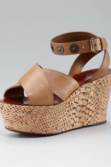 Lanvin Python-print Wedge Sandal - Lyst