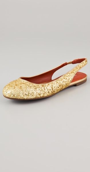 Marc By Marc Jacobs Sling Back Glitter Flats in Gold - Lyst