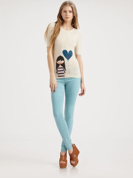 Marc By Marc Jacobs Miss Marc Heart Afloat Tee in Beige (orchid) - Lyst