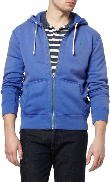 Polo Ralph Lauren Cotton-fleece Zip-up Hoodie in Blue for Men | Lyst