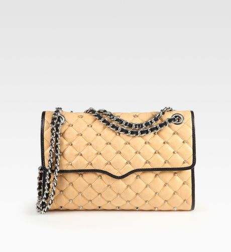 Rebecca Minkoff Studded Leather Affair Shoulder Bag in Beige (natural) - Lyst