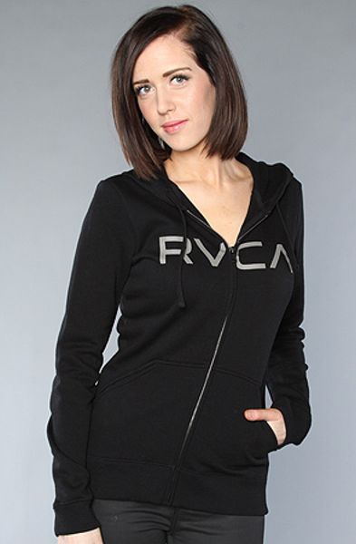 Rvca The Big Rvca Zip Hoody in Black in Black - Lyst