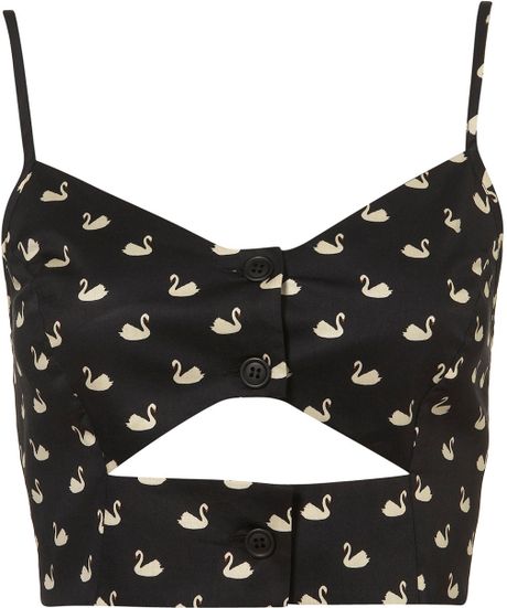 Topshop Swan Cutout Bralet in Black - Lyst
