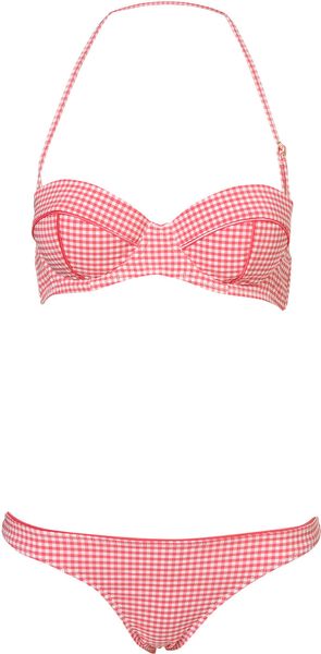 Topshop Pink Gingham Push Up Bikini - Lyst