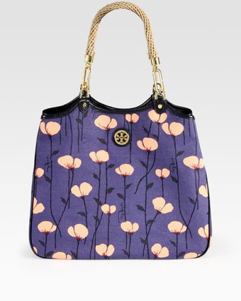Tory Burch Channing Floral-print Canvas & Leather Tote - Lyst