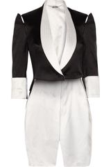 Alexander McQueen Open-shoulder Silk-satin Tailcoat
