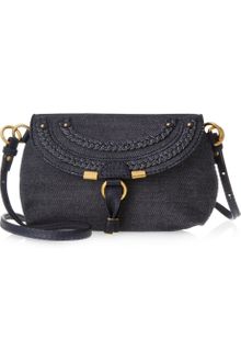 Chloé Marcie Denim and Leather Shoulder Bag - Lyst