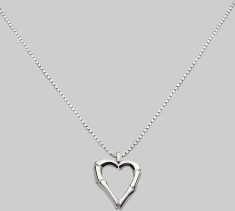 Gucci Sterling Silver Bamboo Heart Necklace in Silver - Lyst