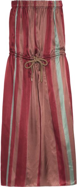 Lanvin Striped Silk Dress - Lyst