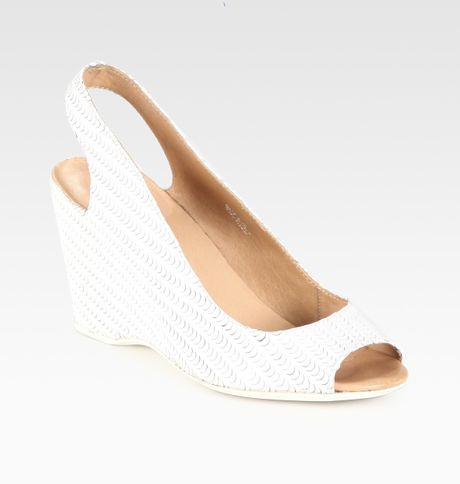 Maison Wedge sandals Margiela in White wedge slingback white  Slingback Sandals  Lyst  Leather