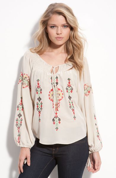 Parker Bohemian Blouse in Beige (bone) - Lyst