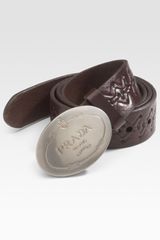 Prada Cuoio Print Leather Belt