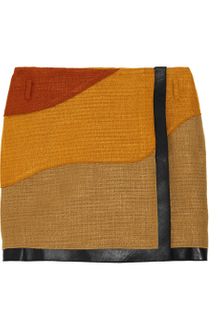 Proenza Schouler Leather and Woven Tweed Wrap Mini Skirt - Lyst
