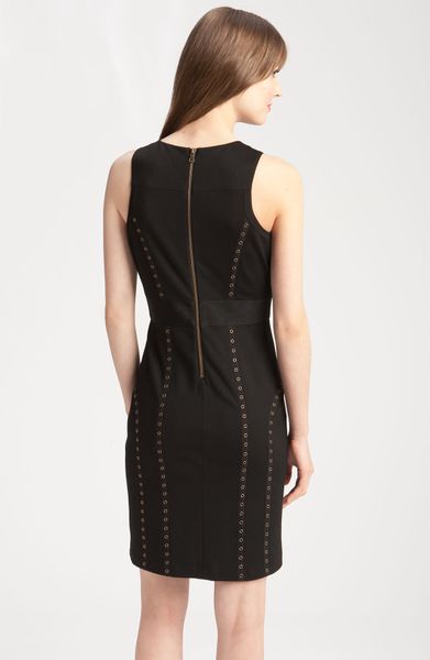 Vince Camuto Sleeveless Grommet Trim Dress in Black (rich black) | Lyst