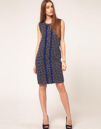  Shift Dress In Colour Block Boucle 