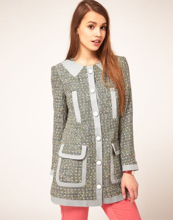 ASOS Collection Asos Dolly Coat in Pastel Colour Block - Lyst