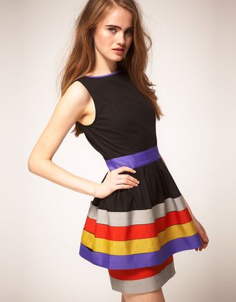 ASOS Collection Ribbon Trim Dress In Fit and Flare - Lyst