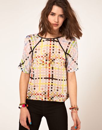 ASOS Collection Asos Woven T-shirt with Mixed Square Print - Lyst