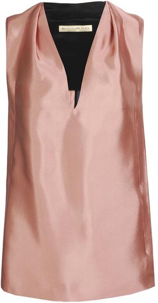 Balenciaga Double Faced Silk Miroir Top in Pink - Lyst
