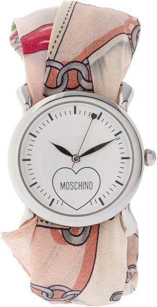 Moschino Watch With Dual Leather And Silk Straps in Pink - Lyst