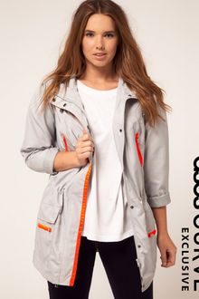 Asos Curve Exclusive Parka with Neon Zip - Lyst