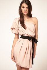 ASOS Collection Asos One Shoulder Drape Dress With Contrast Belt