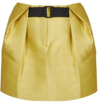 Balenciaga Pleat Tucked Silk Shantung Skirt - Lyst