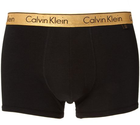 Calvin Klein Contrast Waistband Trunk in Black for Men - Lyst