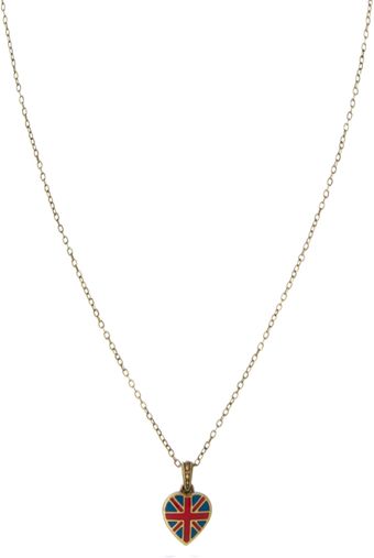 Cath Kidston Antique Brass Tiny Union Jack Heart Pendant Necklace - Lyst
