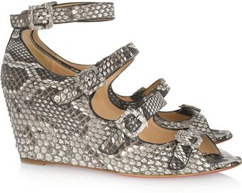 Christian Louboutin Jane 70 Python Wedge Sandals - Lyst