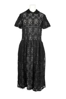 Comme Des Garçons Comme Des Garçons Black Lace Dress in Polyester with A Black and White Checked Cupro Lining - Lyst
