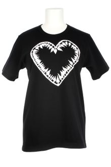 Comme Des Garçons Comme Des Garçons Black Stretch Cotton T-shirt with A Heart and Trees White Print - Lyst
