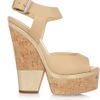 Giuseppe Zanotti Leather and Cork Platform Sandals in Gold - Lyst