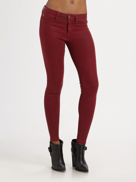 Hudson Nico Mid Rise Skinny Jeans in Red (scarlet) - Lyst