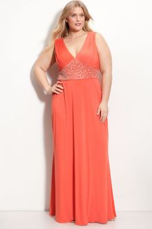 Js Boutique Beaded Waist Jersey Gown - Lyst