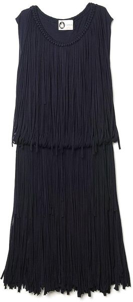 Lanvin Sleeveless Fringe Dress - Lyst