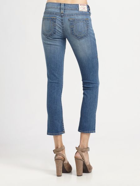 True Religion Lizzie Capri Jeans In Blue White Lyst