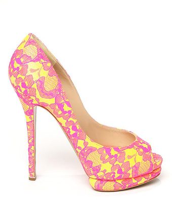 Nicholas Kirkwood Lace Peep-Toe Platform Pump - Lyst