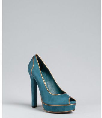  Suede Huston Platform Peep Toe Pumps 