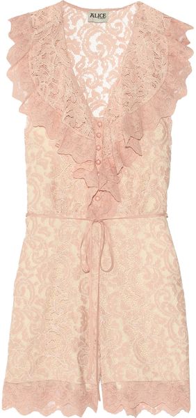 Alice By Temperley Surya Lace Playsuit in Pink (rose) - Lyst