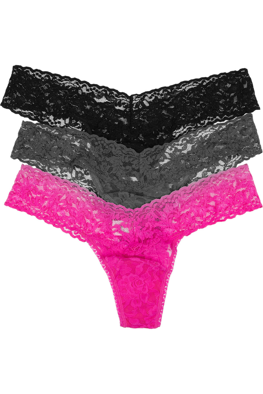 Hanky Panky Set Of Three Stretchlace Thongs in Pink Lyst