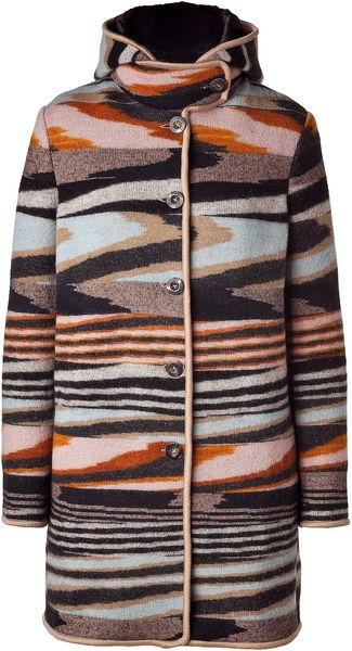  Pastel/chocolate Hooded Knit Coat 