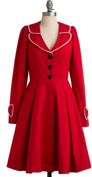 Modcloth In Love And Beyond Coat in Red (strawberry) - Lyst