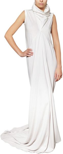 Rick Owens Cotton Jersey Silk Crepe Dress - Lyst
