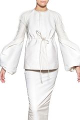 Rick Owens Cotton Gabardine & Nappa Leather Jacket